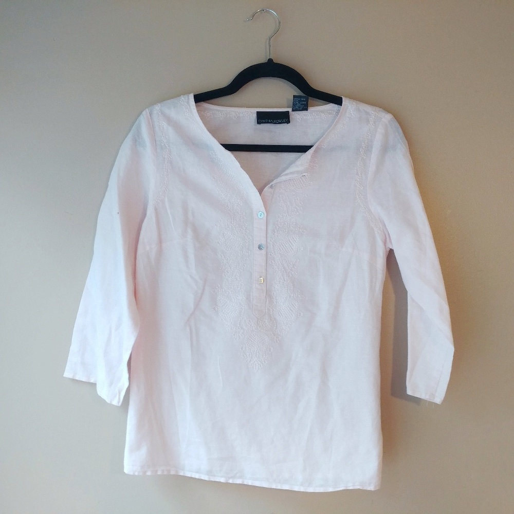 Cynthia Rowley Embroidered Linen Top